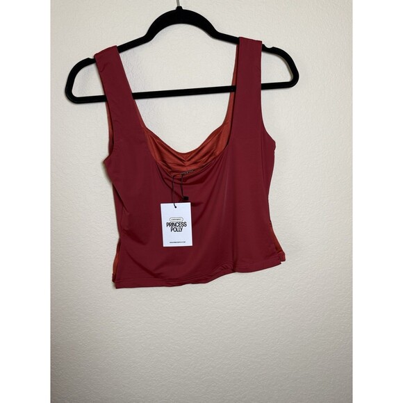 Princess Polly Rehna Crop Tank Red Y2K Going Out Vampy Grunge Sz 8 - Picture 2 of 5